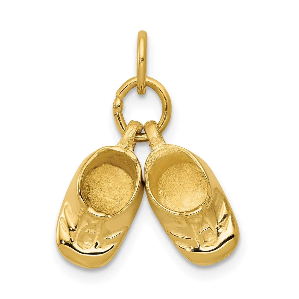 14K 3D Moveable Polished Baby Shoes Charm