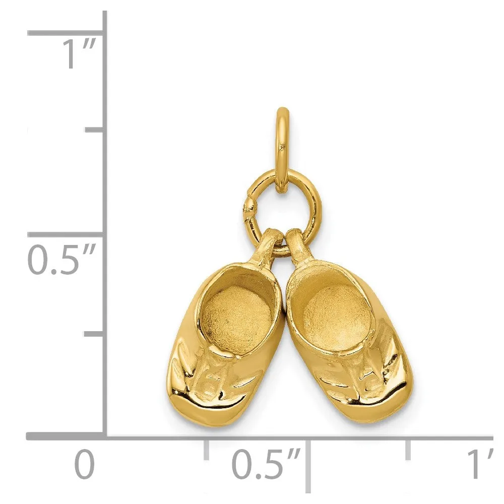 14K 3D Moveable Polished Baby Shoes Charm