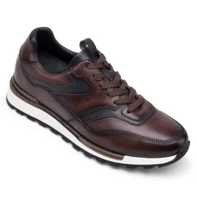 7CM/2.76 Inches CMR CHAMARIPA Height Increasing Shoes - Brown Leather Casual Elevator Sneakers