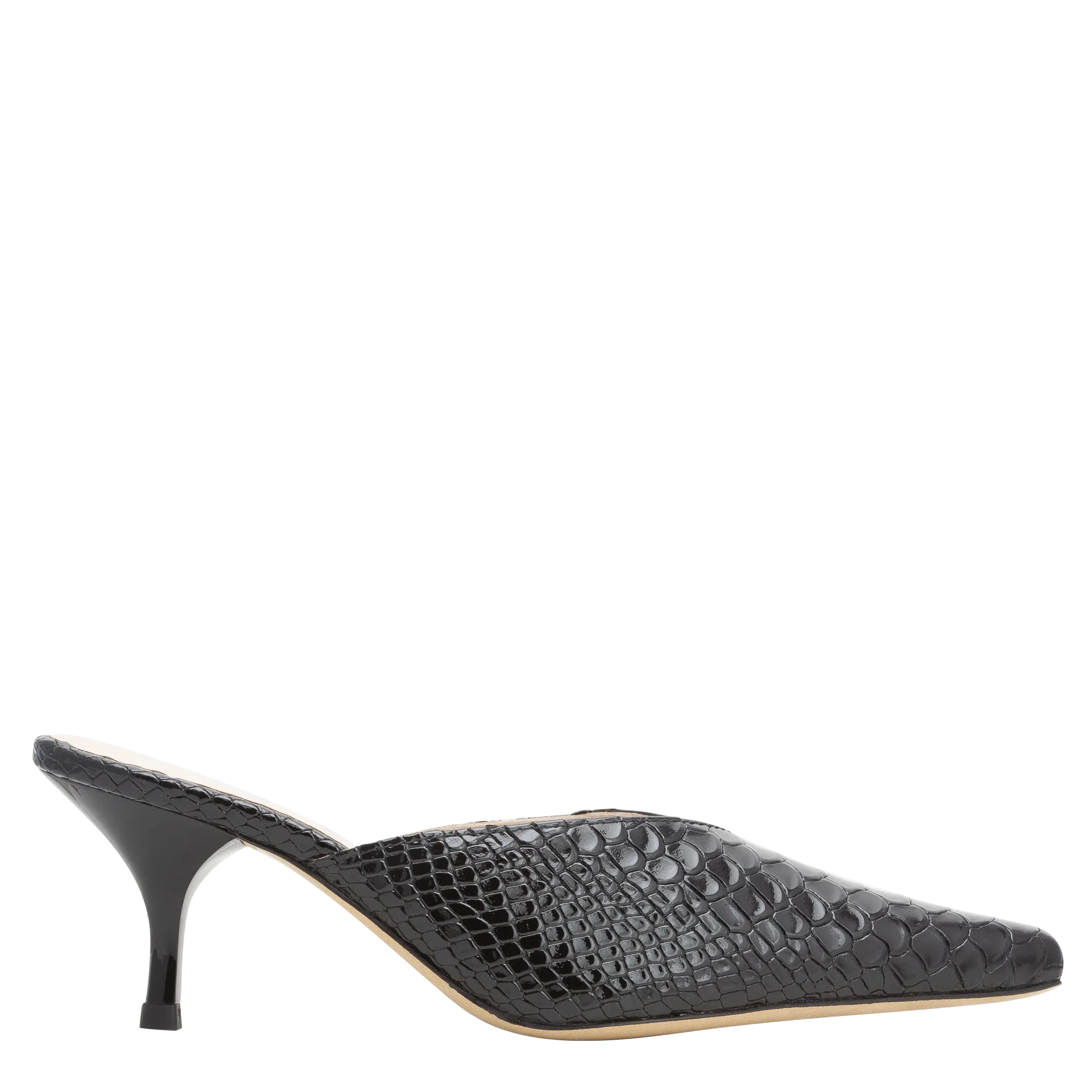 Alba Embossed Snake Mule — Black