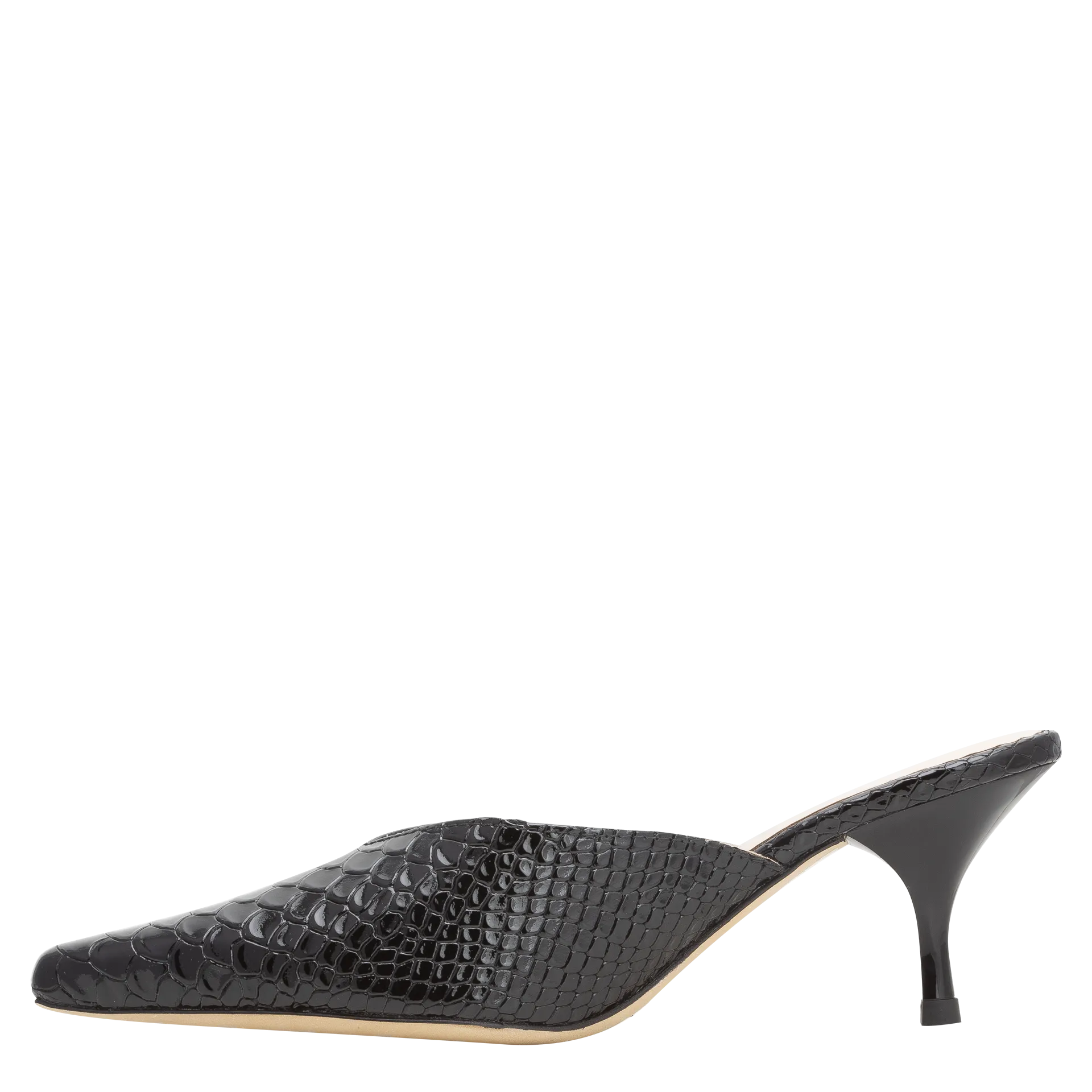 Alba Embossed Snake Mule — Black