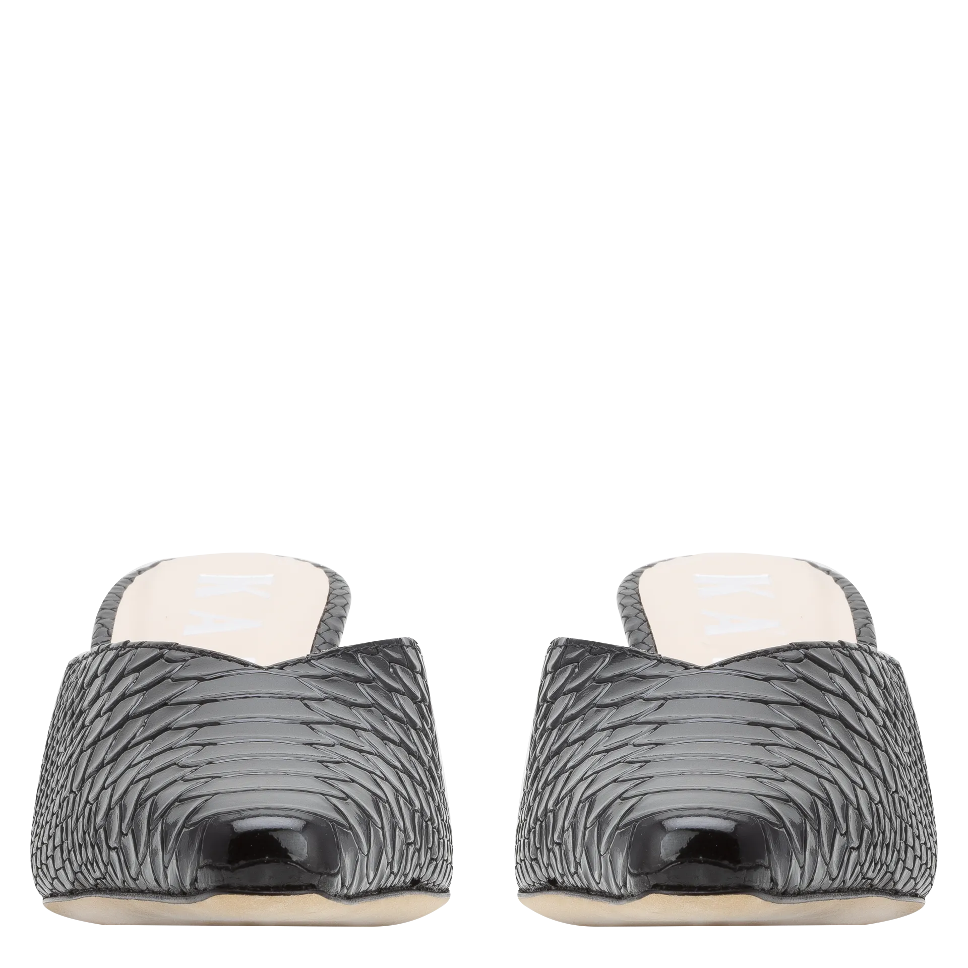 Alba Embossed Snake Mule — Black