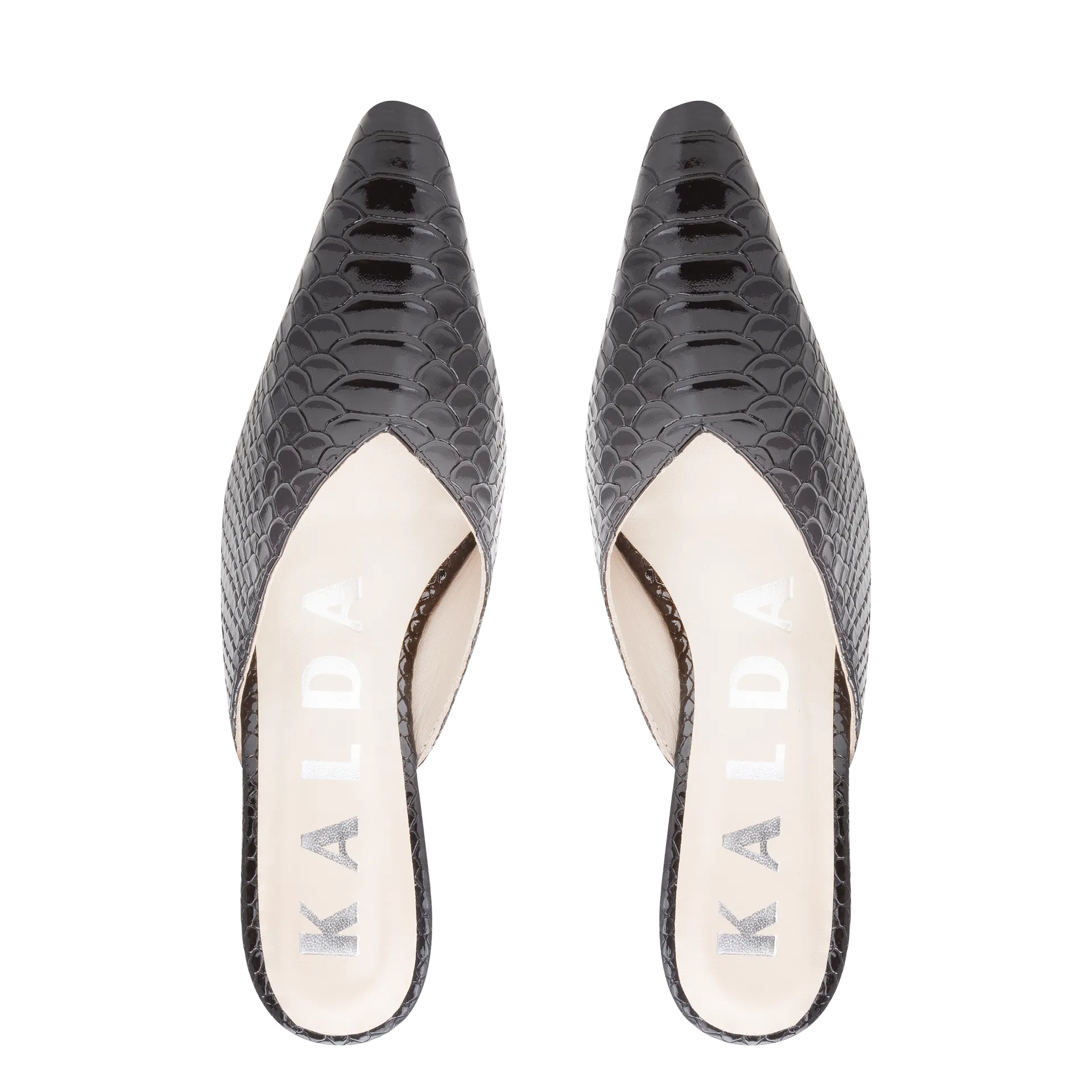 Alba Embossed Snake Mule — Black
