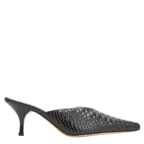 Alba Embossed Snake Mule — Black