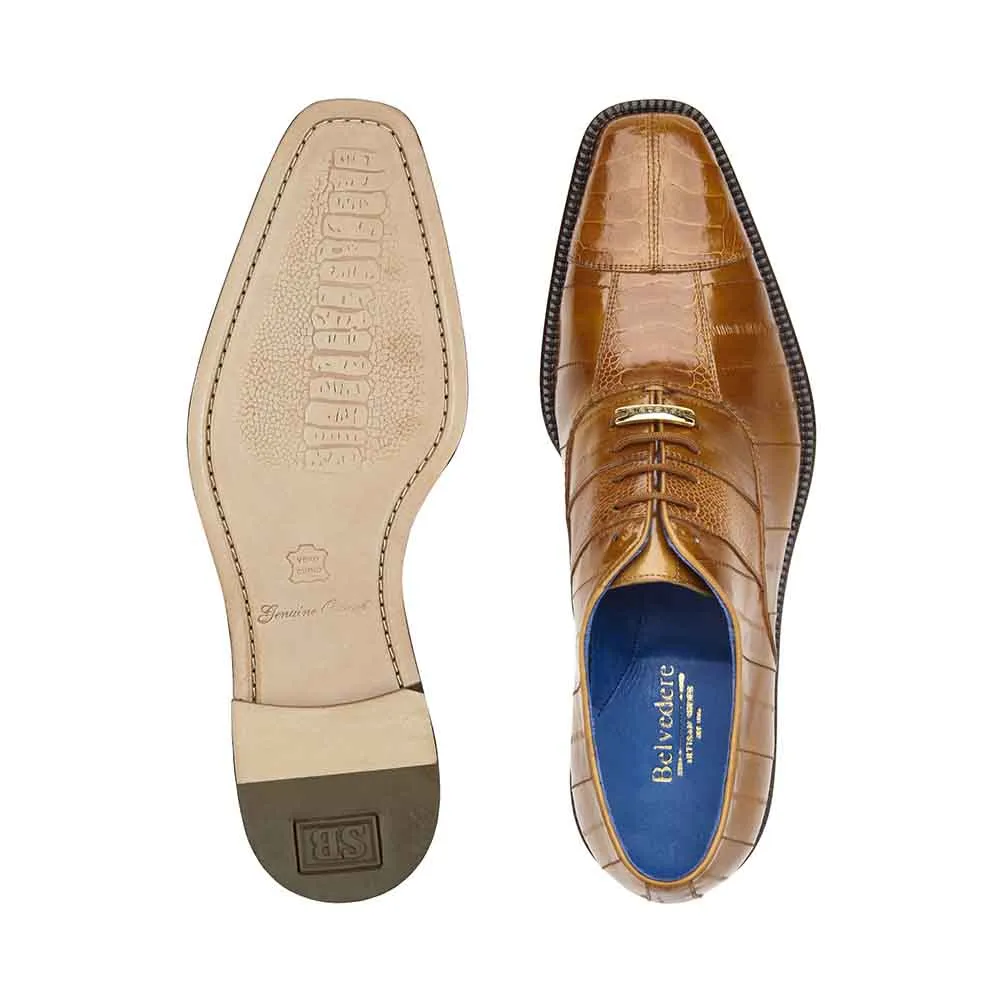 Belvedere Mare Camel Genuine Ostrich & Eel  Men's Oxford