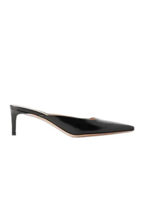 Black Tokio Glossed-Leather Mules