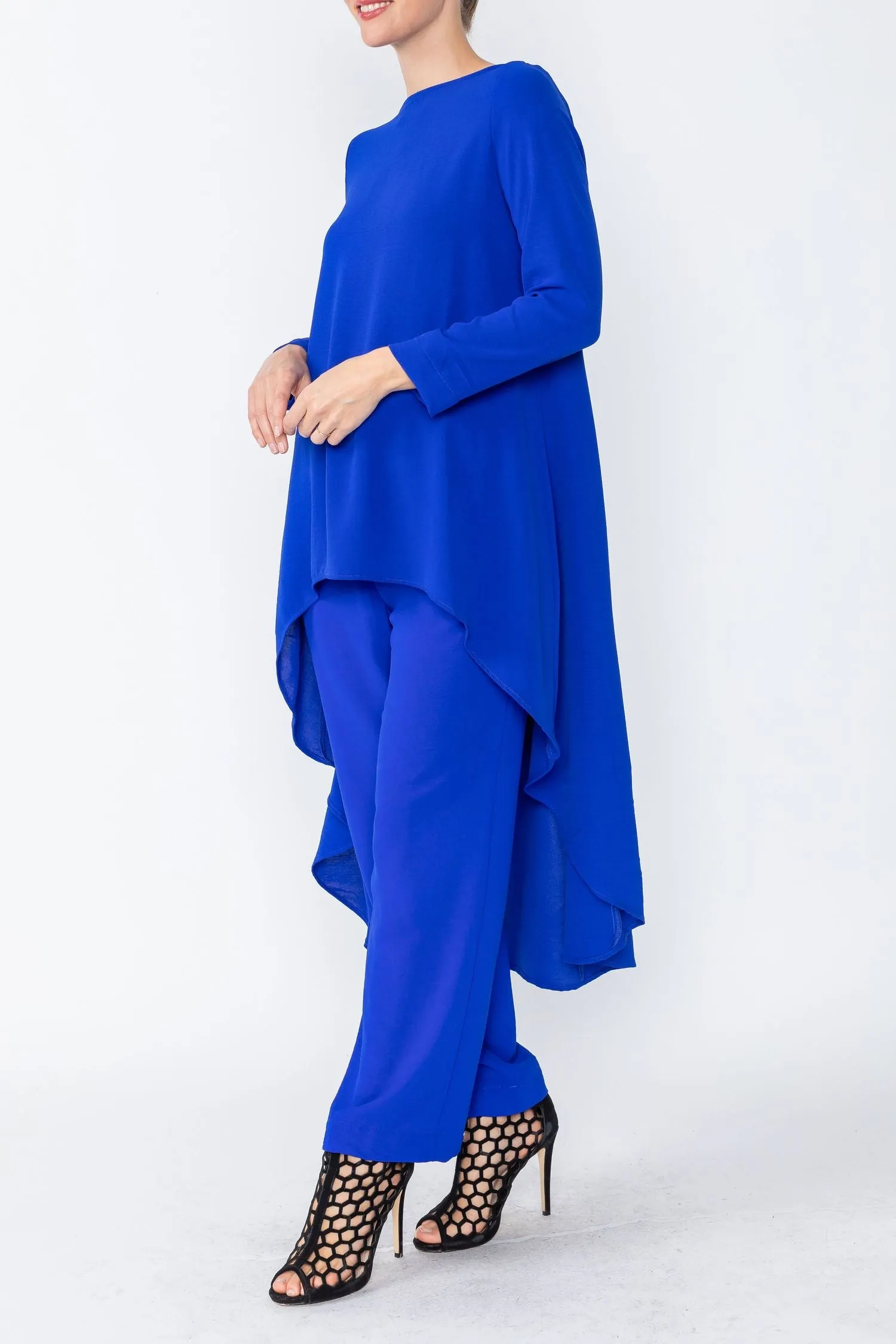 Blue Boat-Neck High & Low Top
