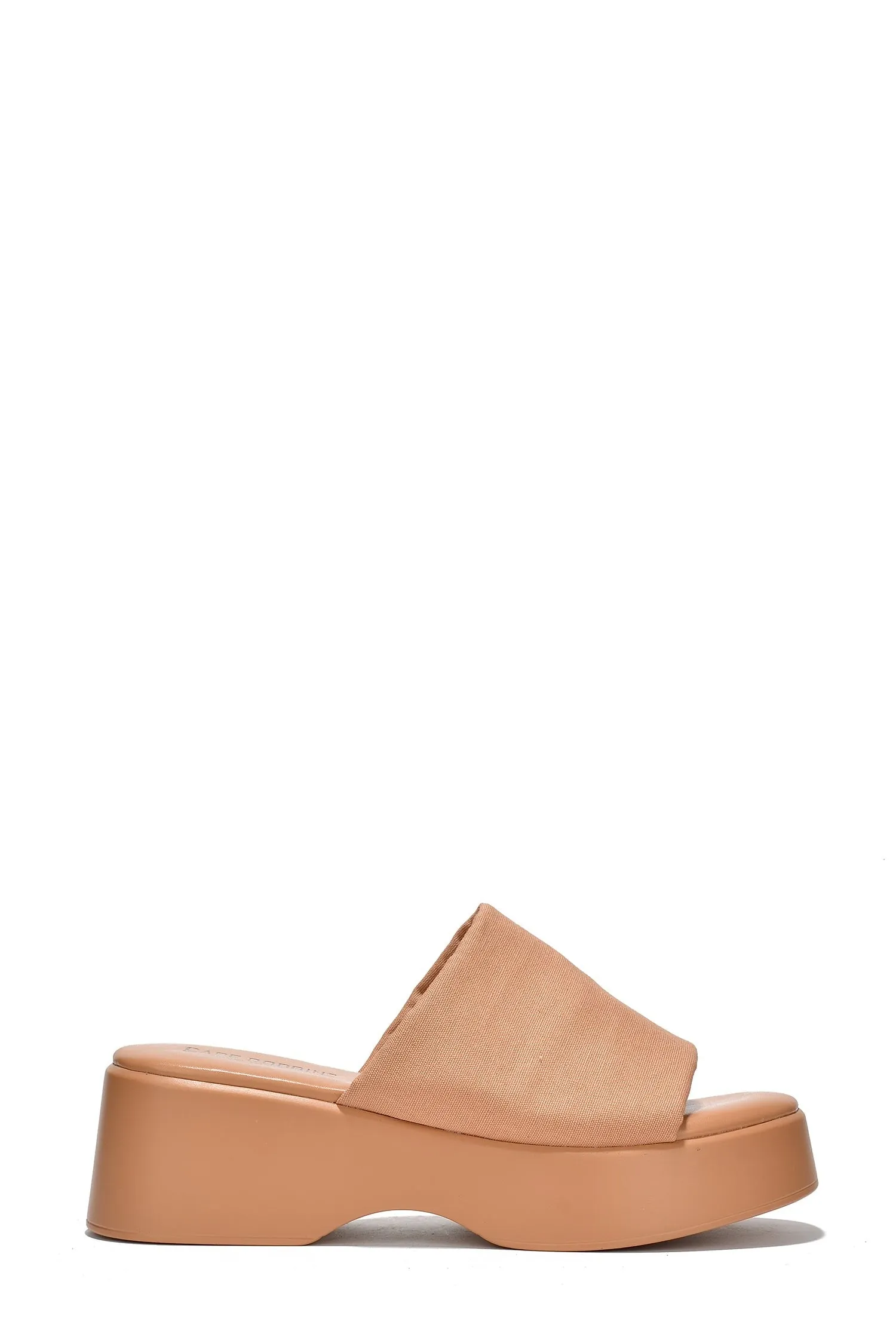 Cape Robbin Charges Nude Slip On Squared Open Toe Platform Wedge Heeled Sandals