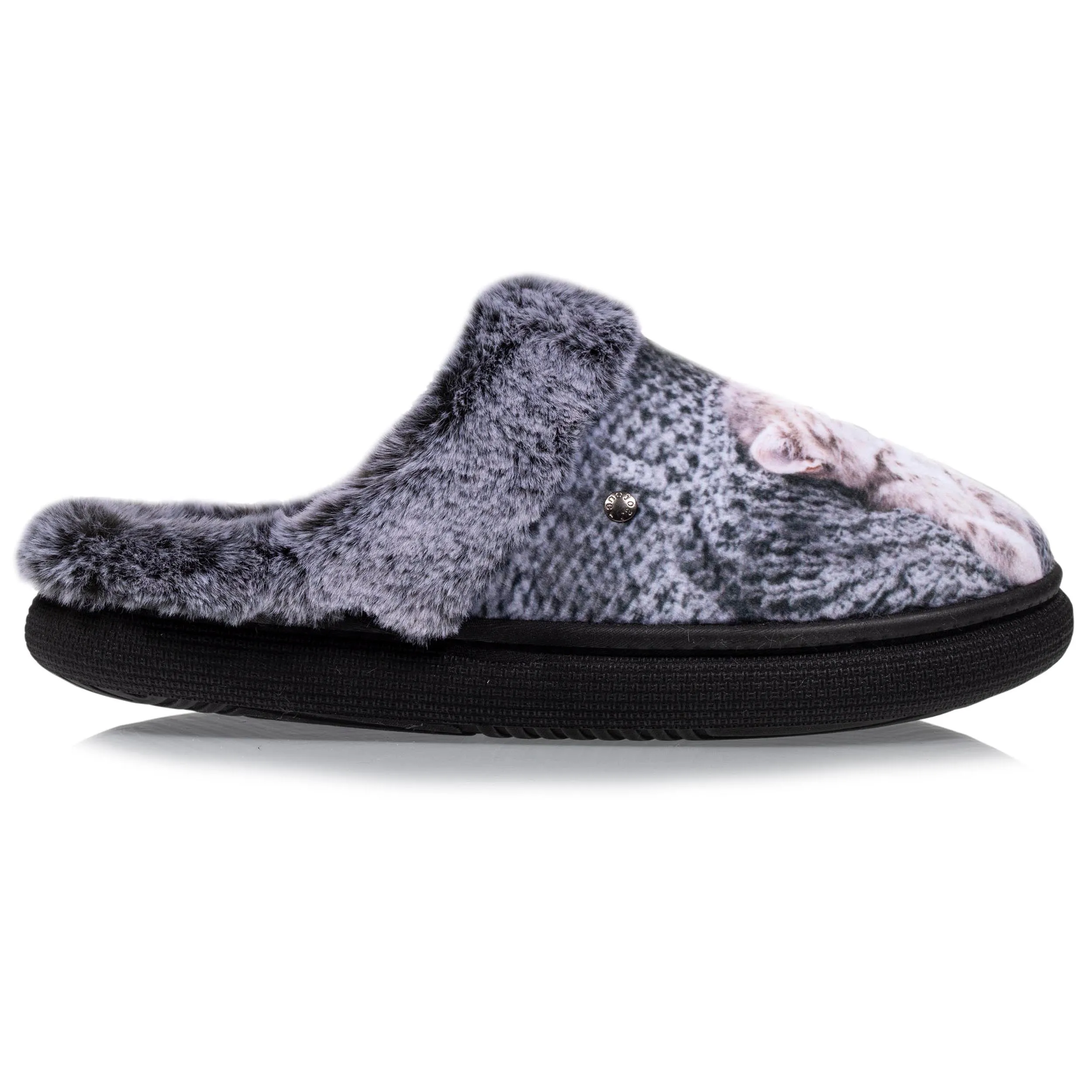 Chaussons mules bouncy Femme Gris chats
