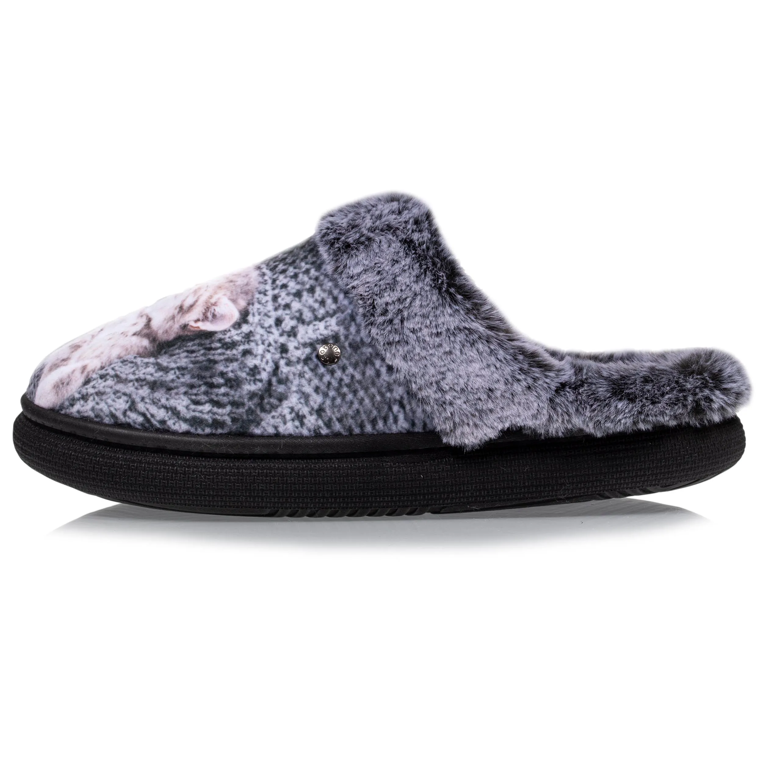 Chaussons mules bouncy Femme Gris chats