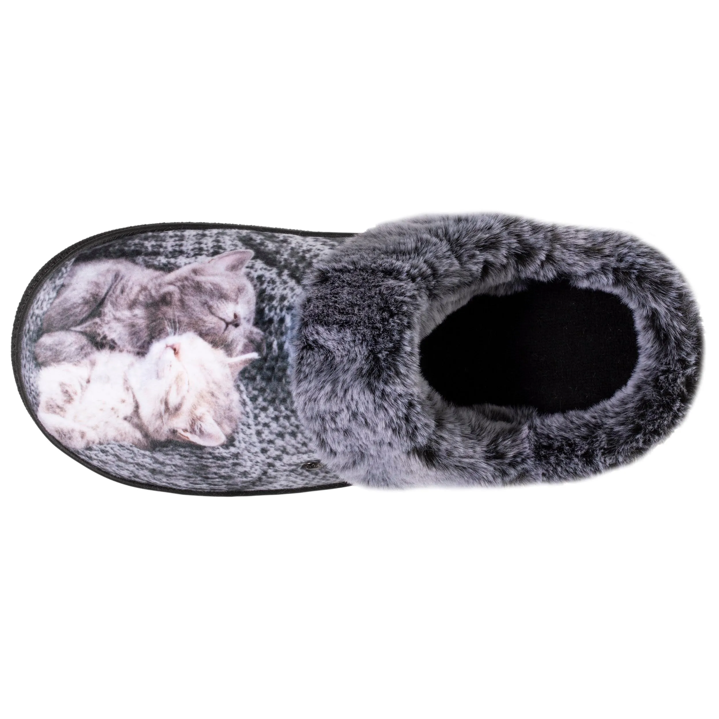 Chaussons mules bouncy Femme Gris chats