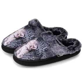 Chaussons mules bouncy Femme Gris chats