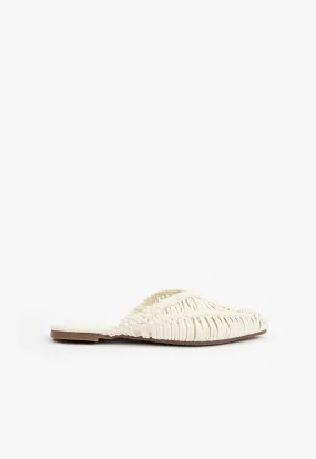Choice Kids Braided Woven Flat Mules White