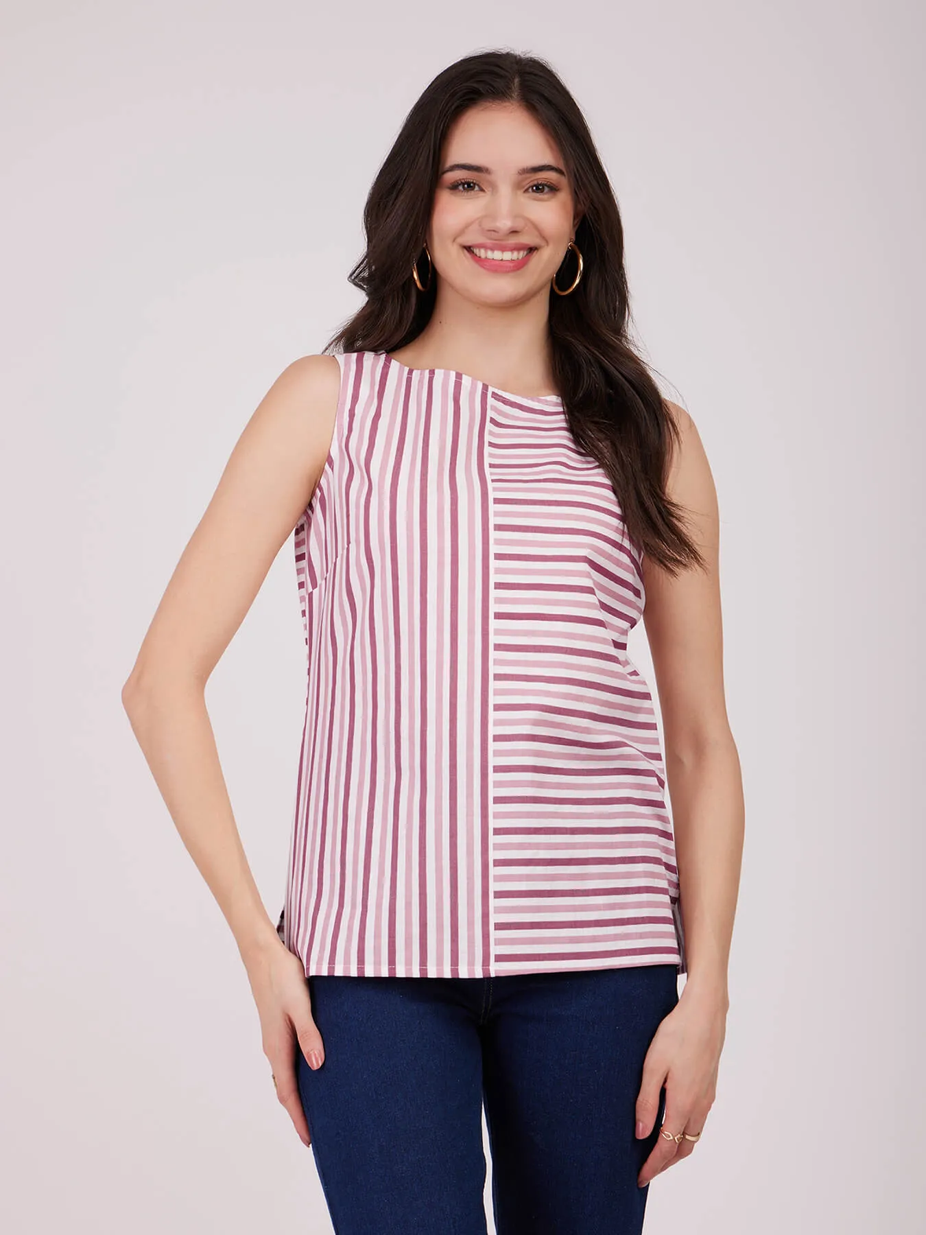 Cotton Striped Top - Pink