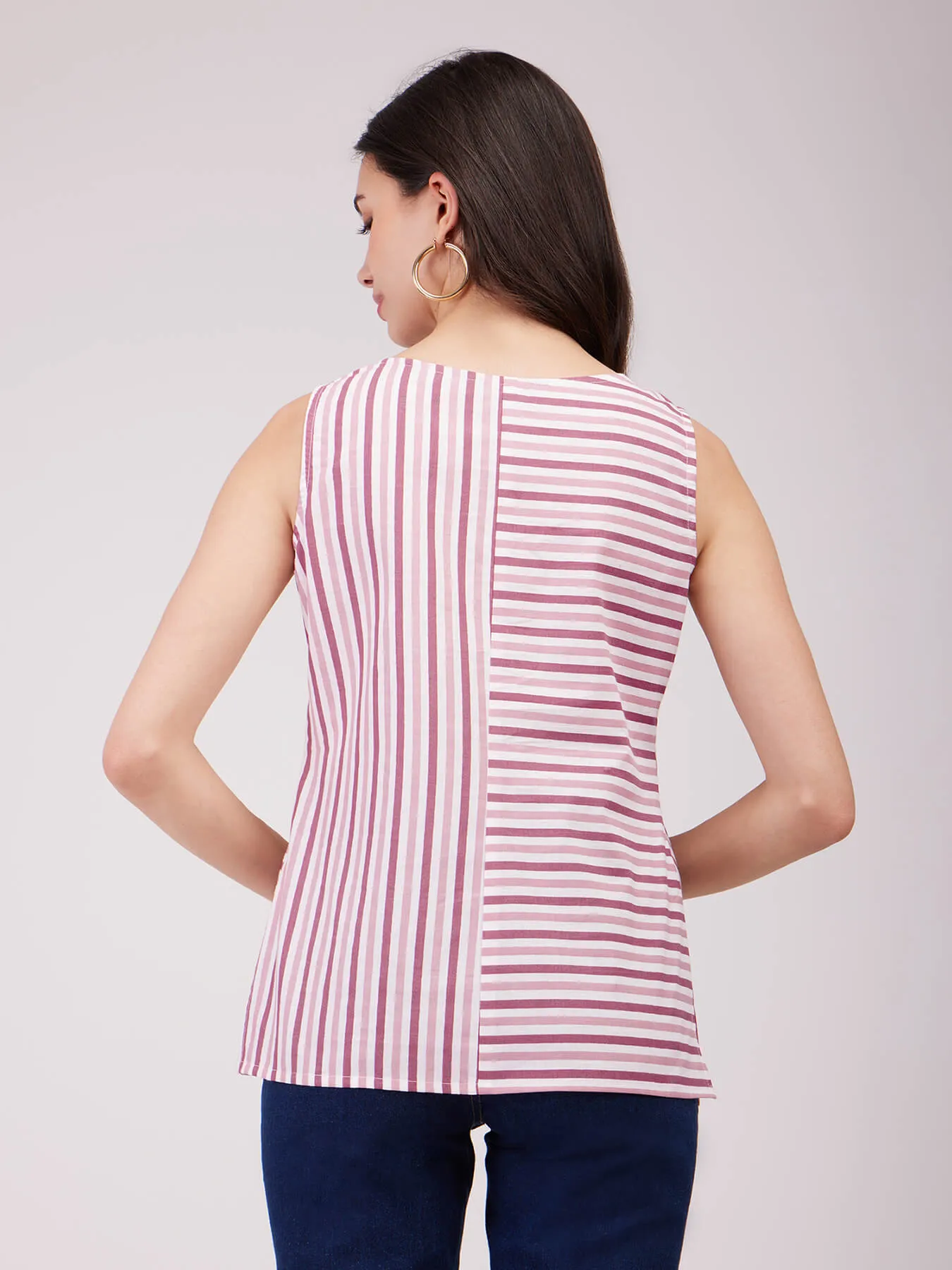 Cotton Striped Top - Pink