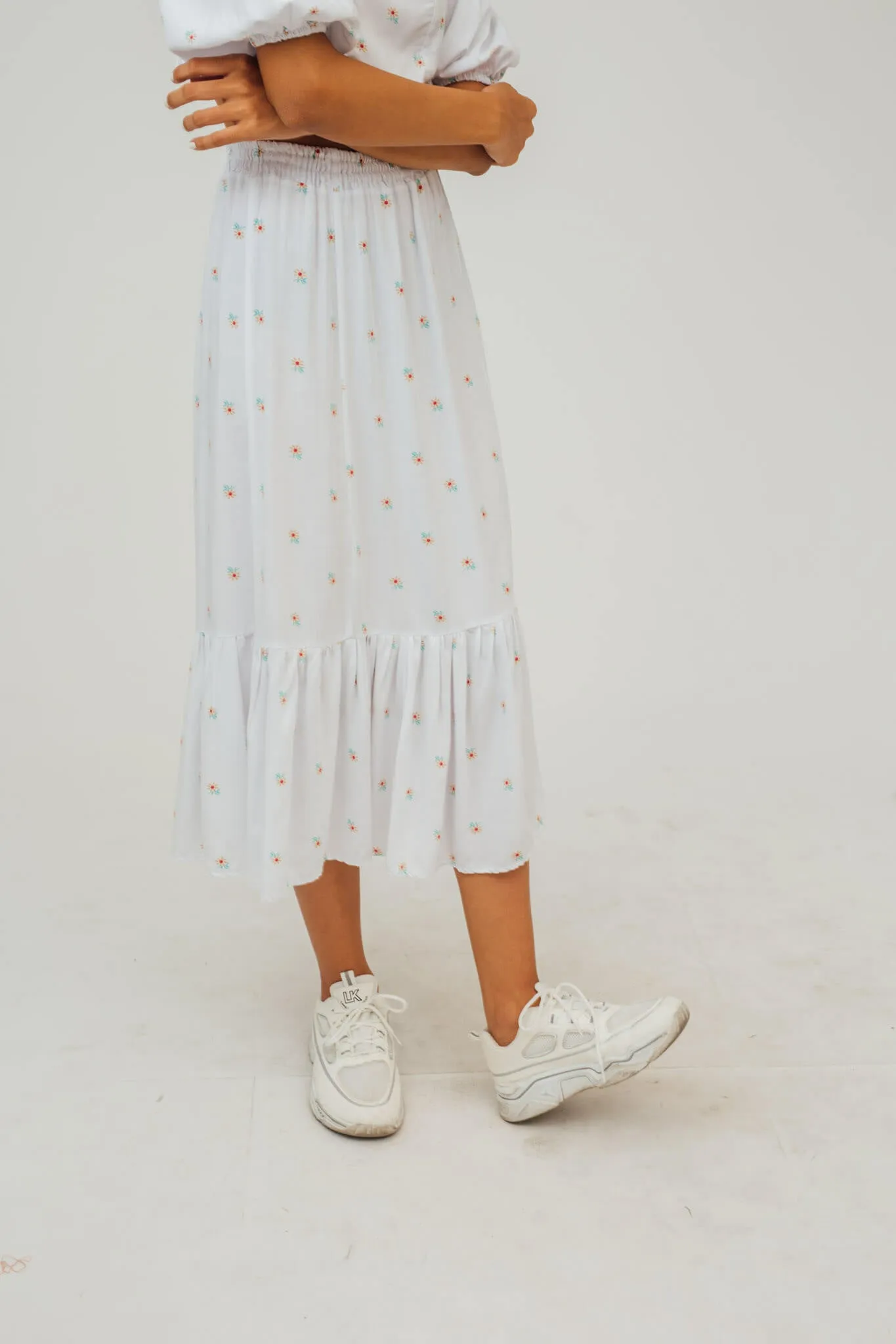 Cyndy Puff Sleeve Top and Midi Skirt Coordinates