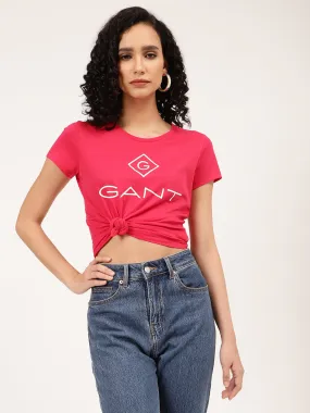 Gant Pink Logo Relaxed Fit T-Shirt