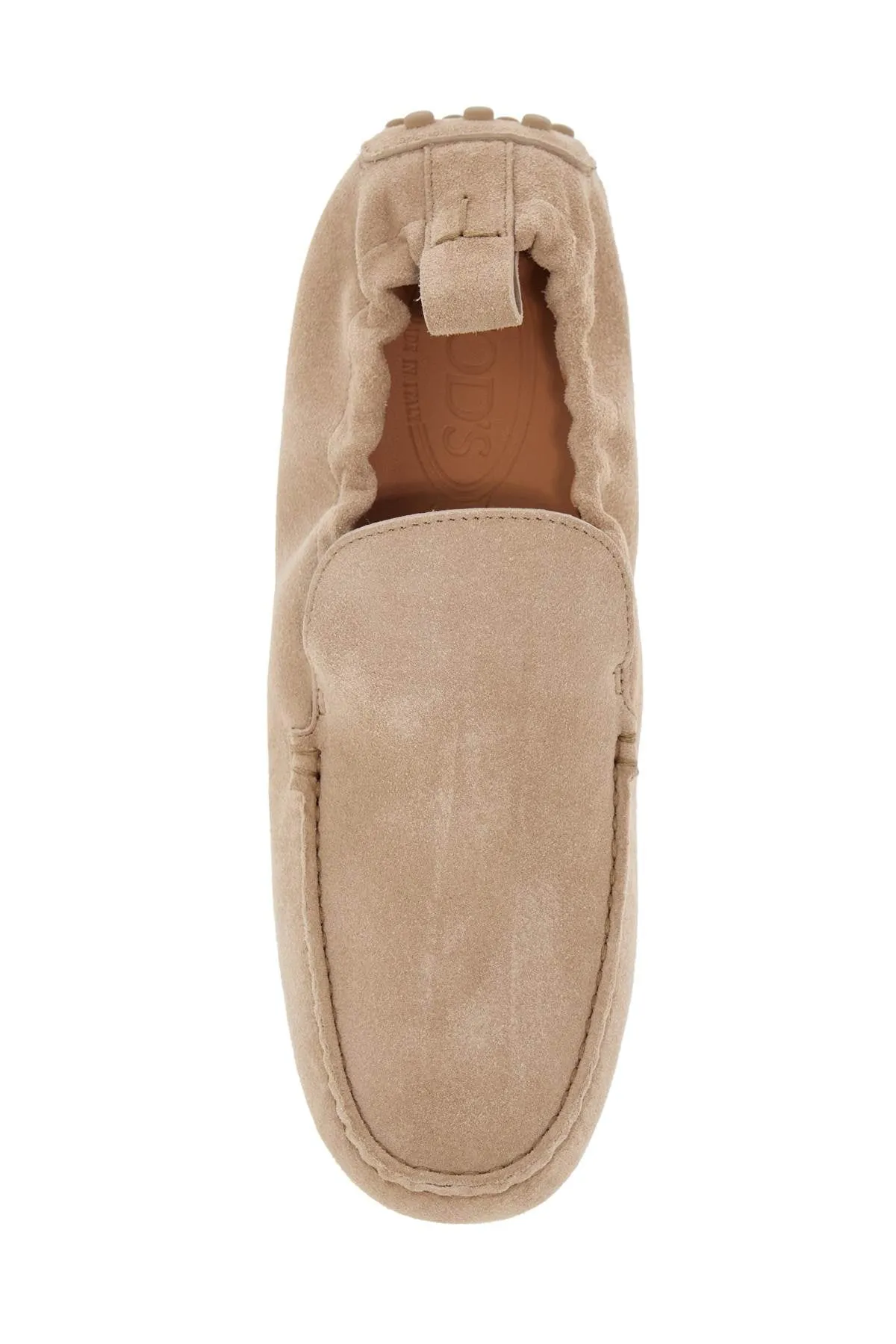 GATHERED LEATHER SLIPPERS IN CORD COLOR