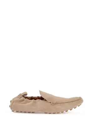 GATHERED LEATHER SLIPPERS IN CORD COLOR
