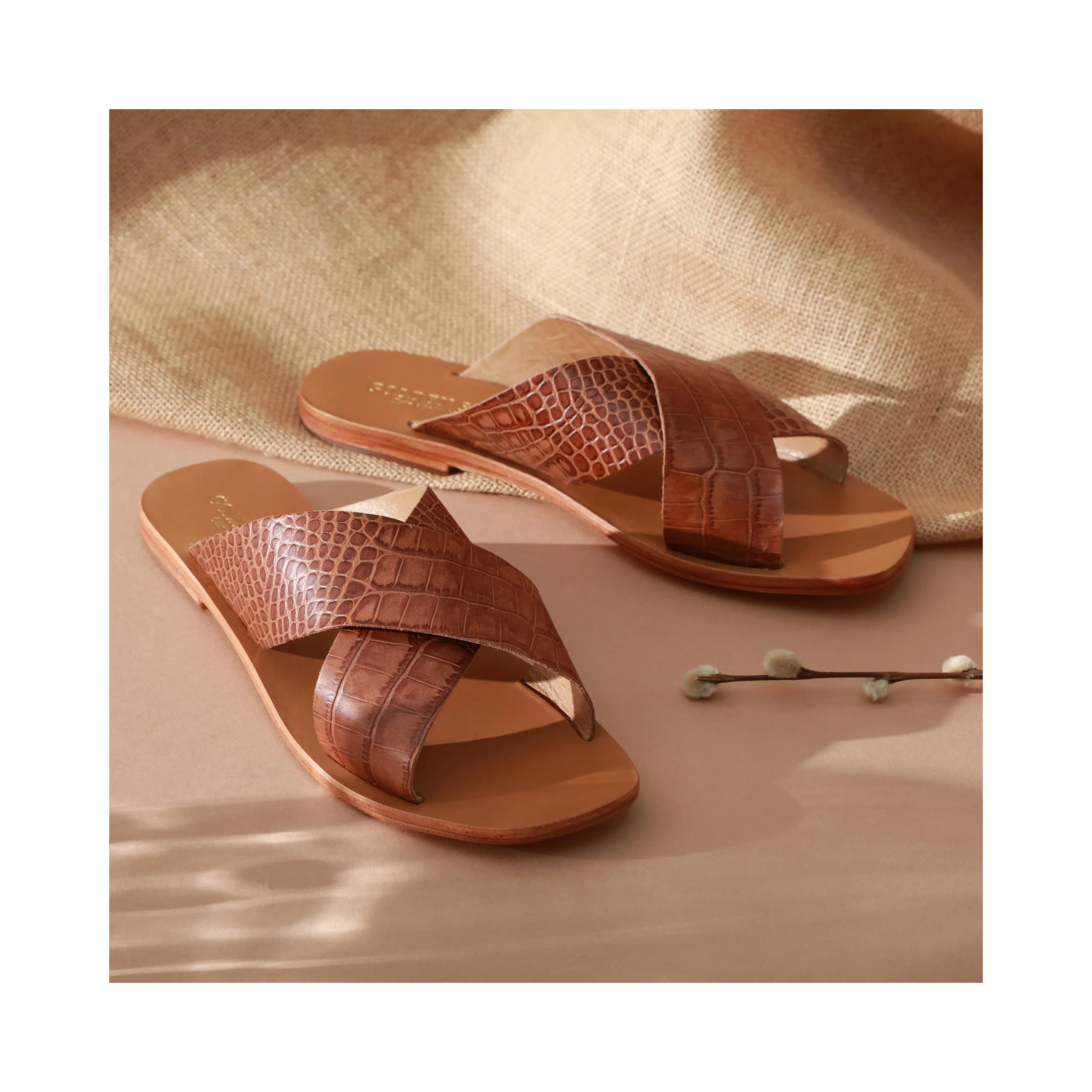 Golden Sun - Mules Primavista - Croco Beige