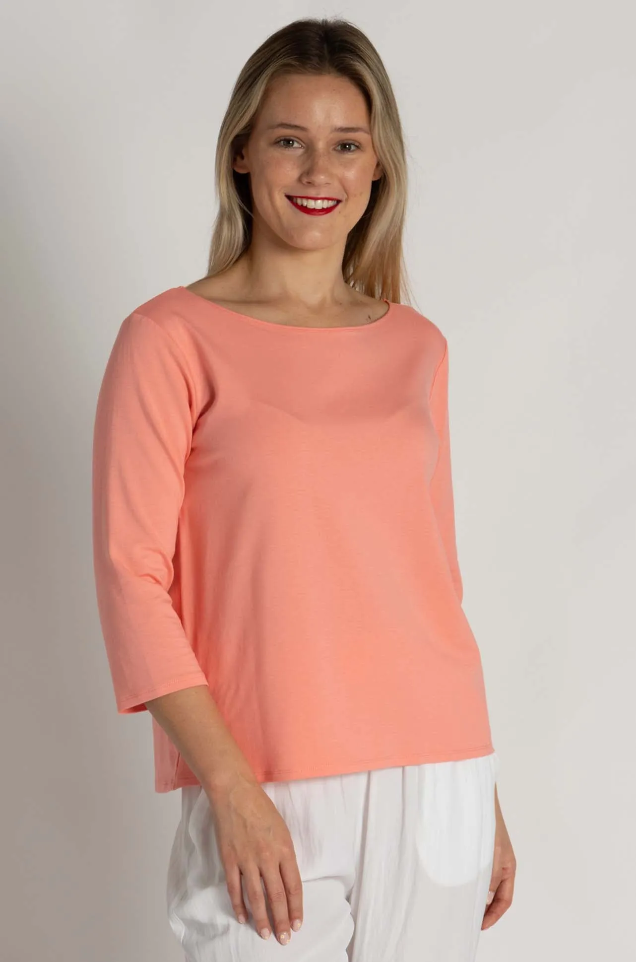 Mela Purdie - Relaxed Boat Neck in Coral