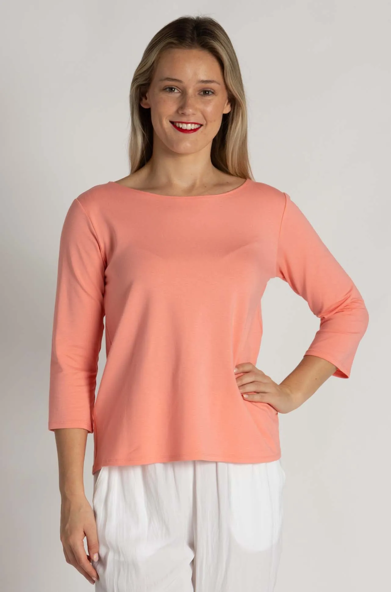 Mela Purdie - Relaxed Boat Neck in Coral