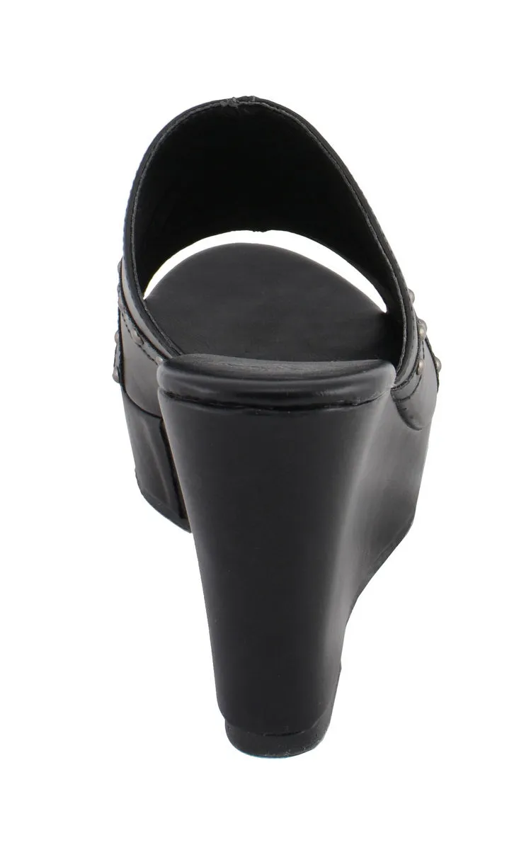 Milwaukee Leather MBL9407 Women's Black Open Toe Fashion Casual Wedge