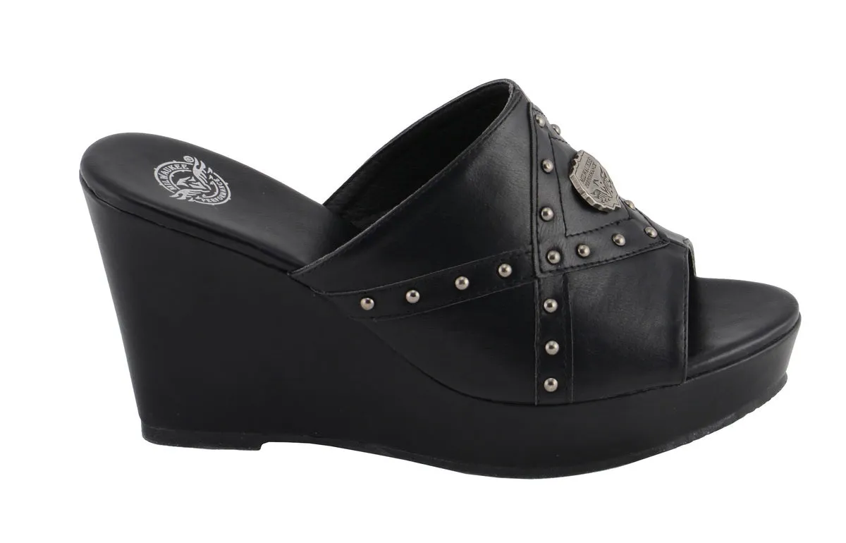 Milwaukee Leather MBL9407 Women's Black Open Toe Fashion Casual Wedge