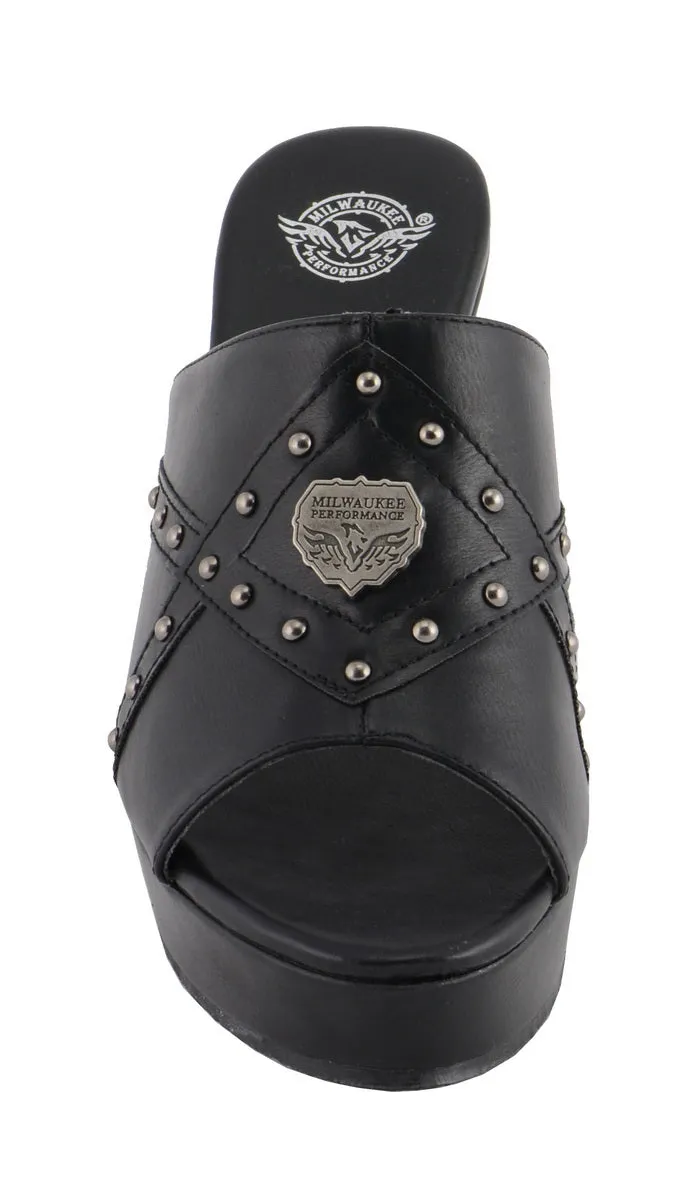 Milwaukee Leather MBL9407 Women's Black Open Toe Fashion Casual Wedge