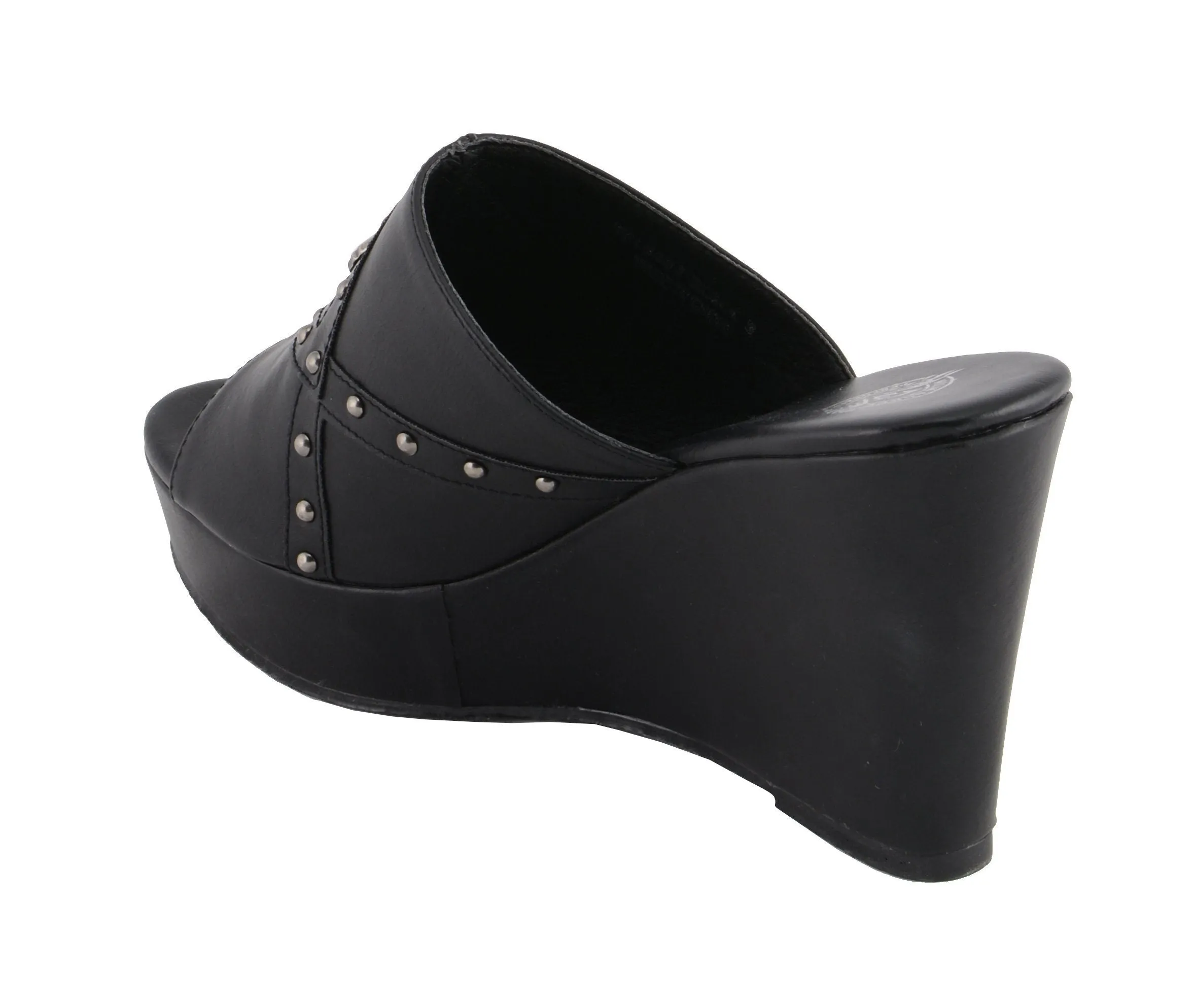 Milwaukee Leather MBL9407 Women's Black Open Toe Fashion Casual Wedge