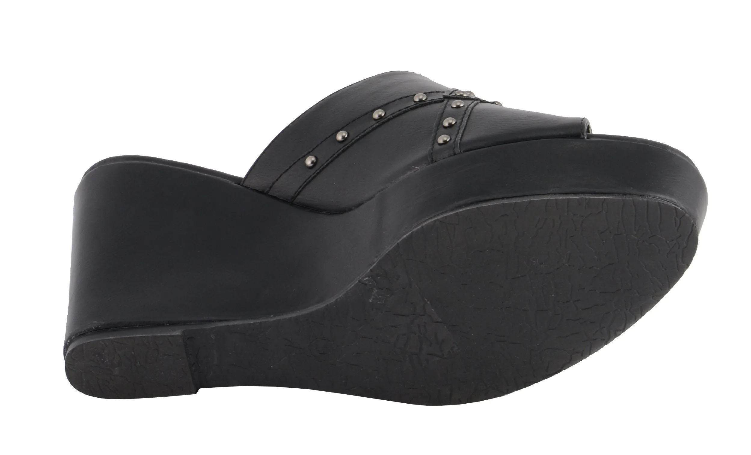 Milwaukee Leather MBL9407 Women's Black Open Toe Fashion Casual Wedge