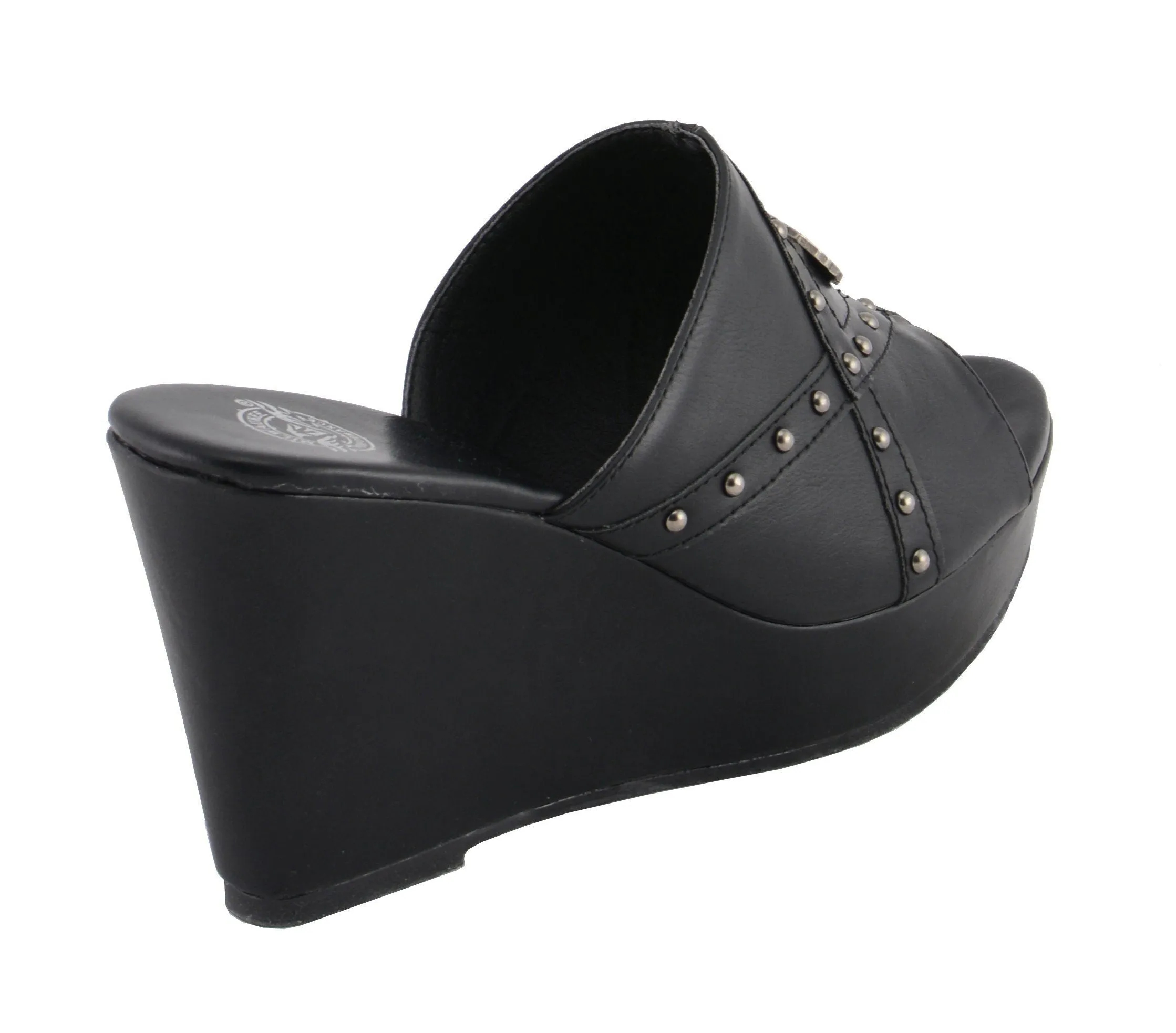Milwaukee Leather MBL9407 Women's Black Open Toe Fashion Casual Wedge
