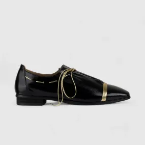 Morbido Leather Moc Pump Loafer Black HDS5-1