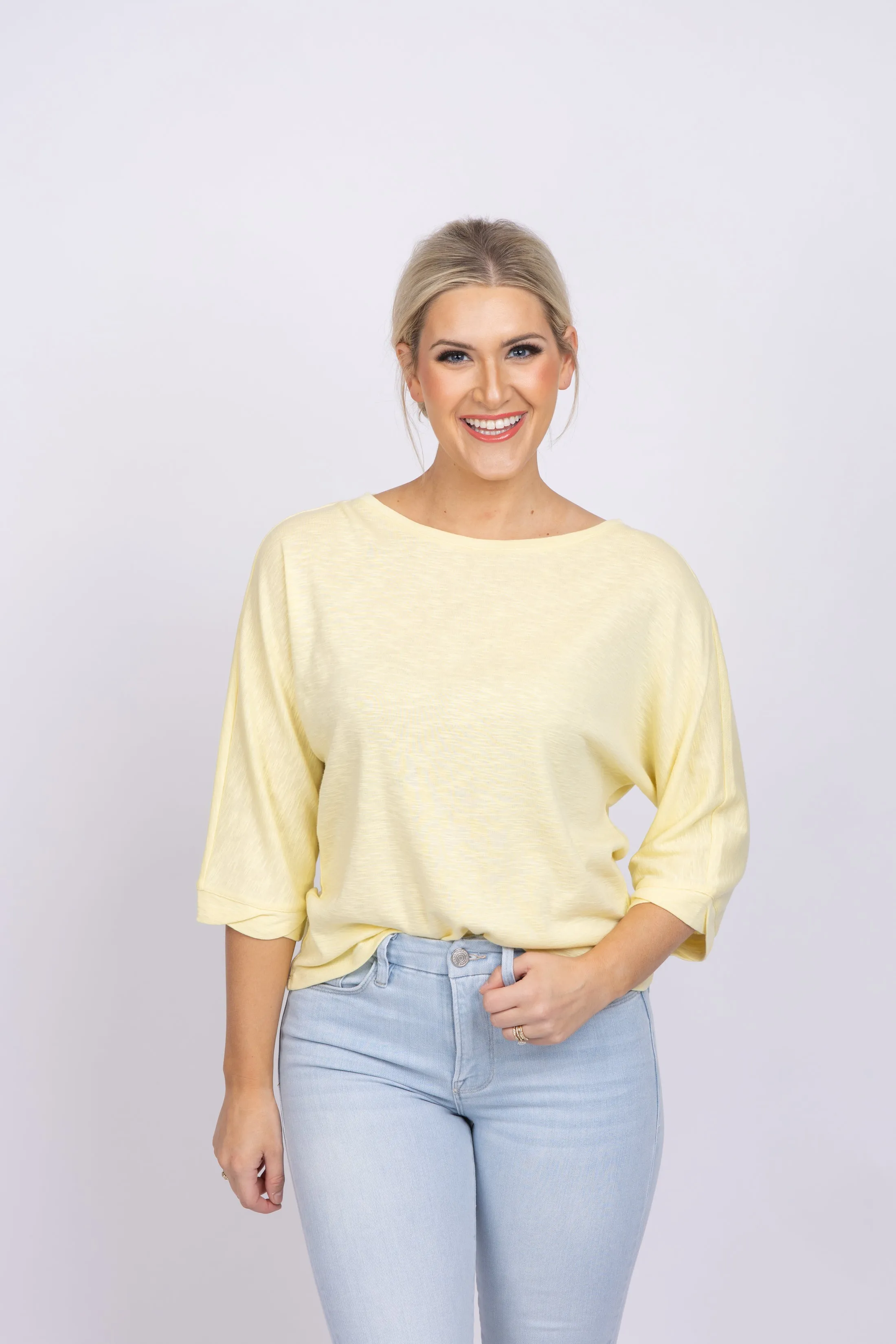 Nic Zoe Nzt Boat Neck Dolman Sleeve Tee In Chamomile