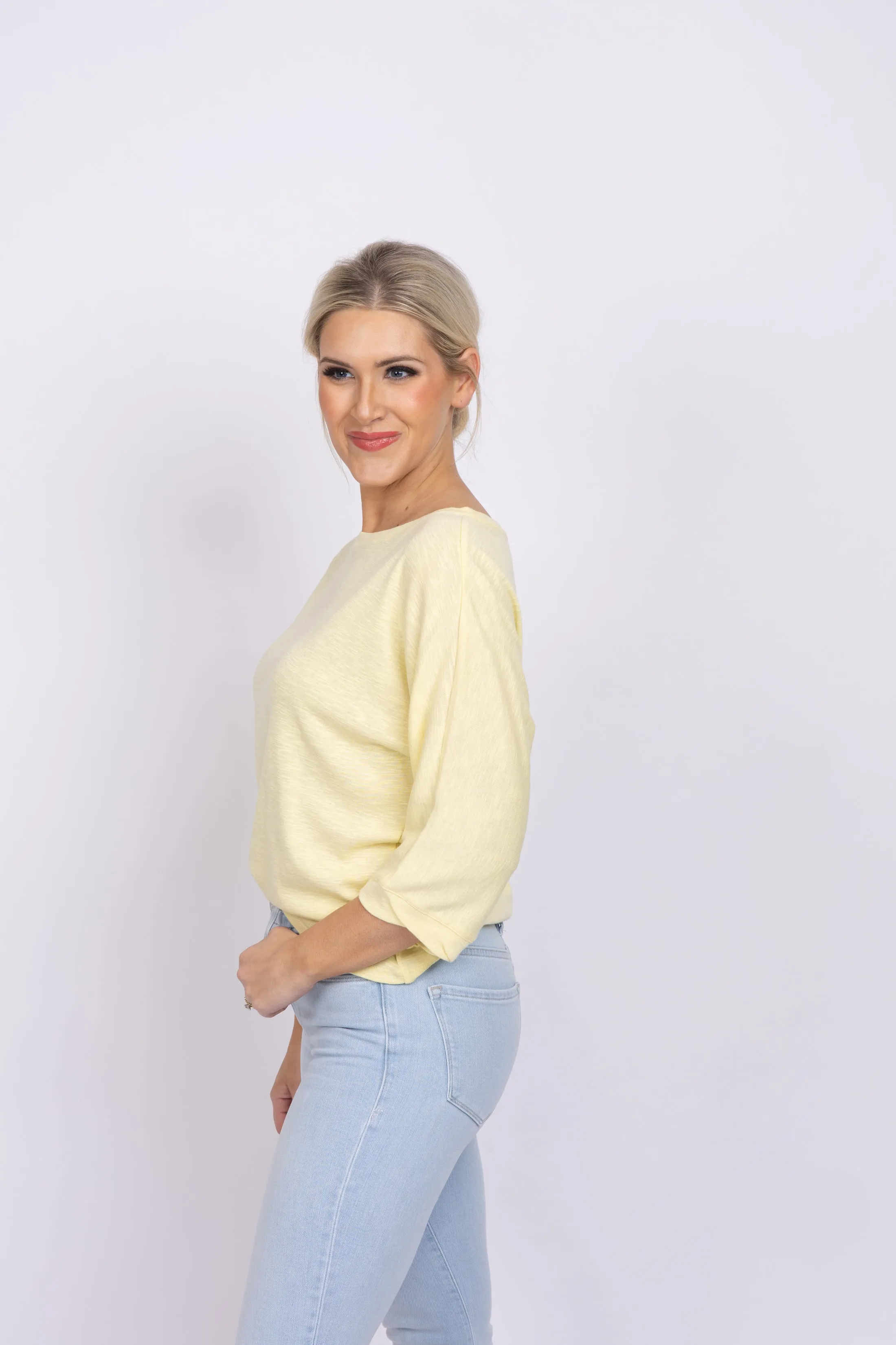 Nic Zoe Nzt Boat Neck Dolman Sleeve Tee In Chamomile