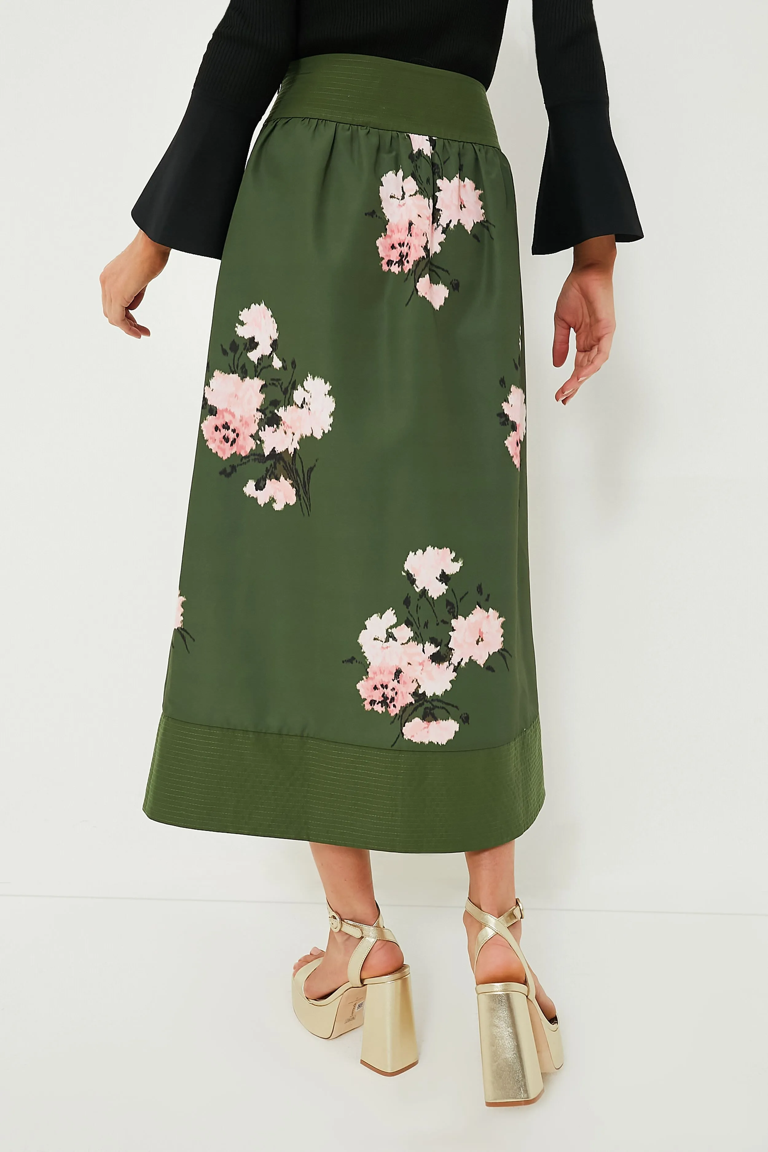 Olive and Pressed Powder Floral Louise Skirt
