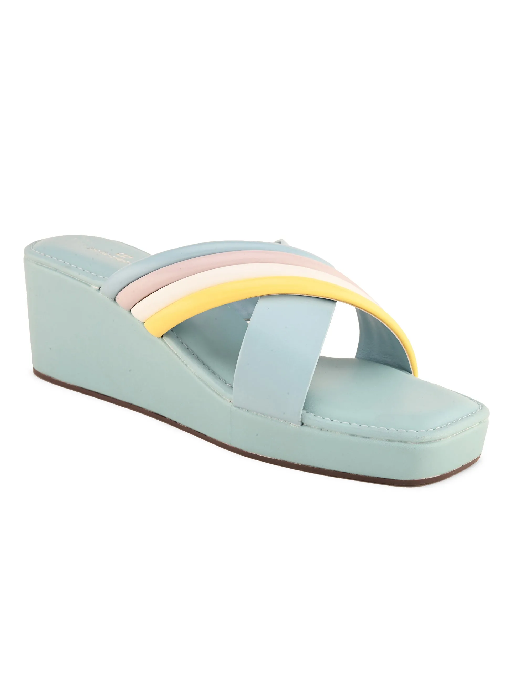 Pelle Ablero Blue Wedge Sandals for Women