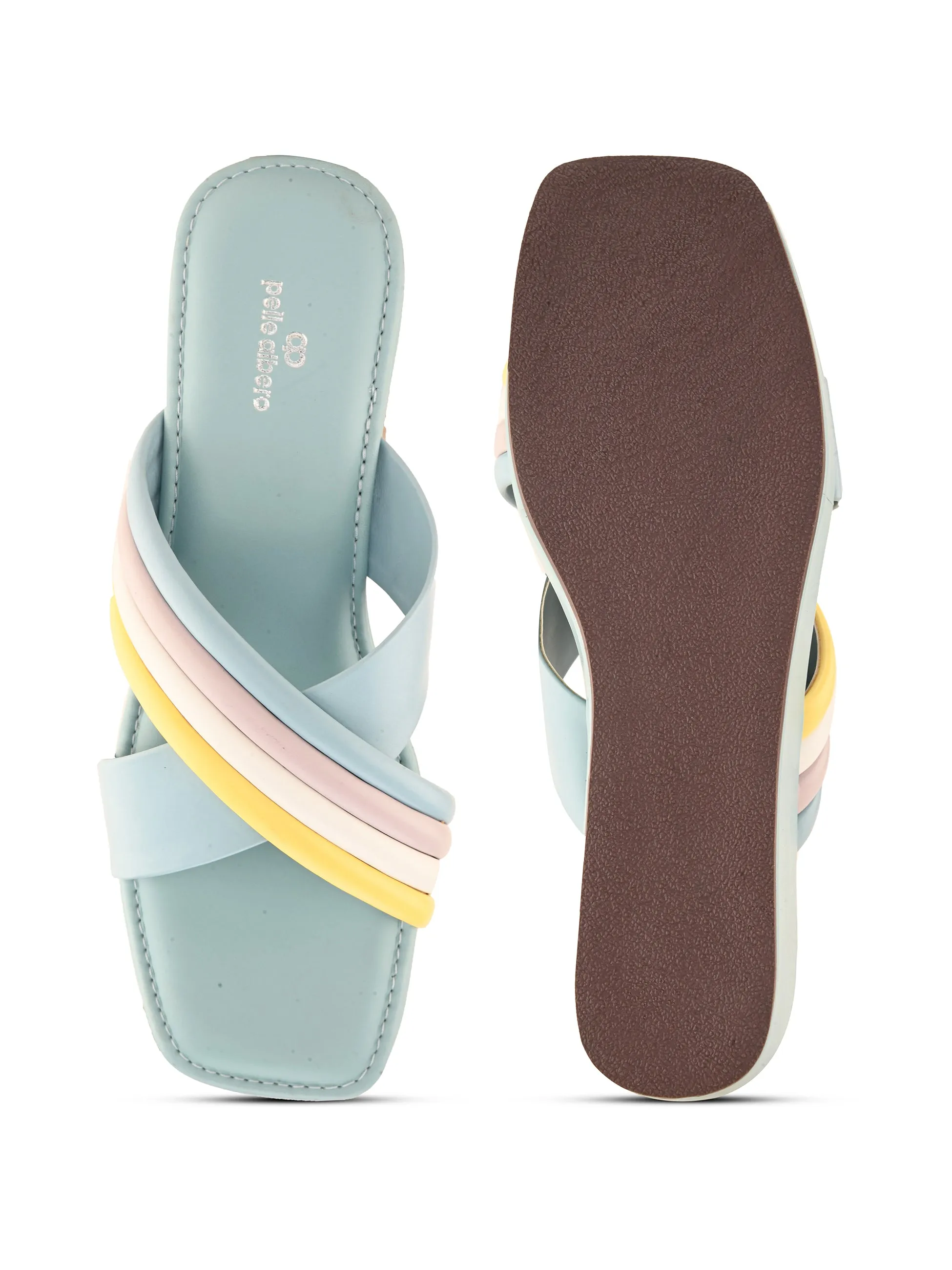 Pelle Ablero Blue Wedge Sandals for Women