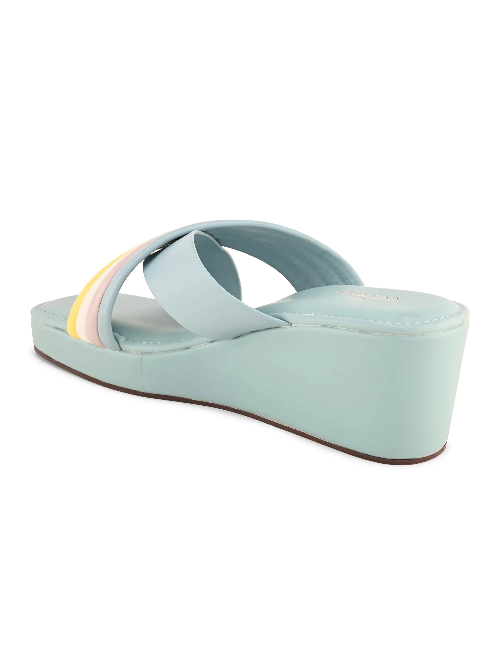 Pelle Ablero Blue Wedge Sandals for Women