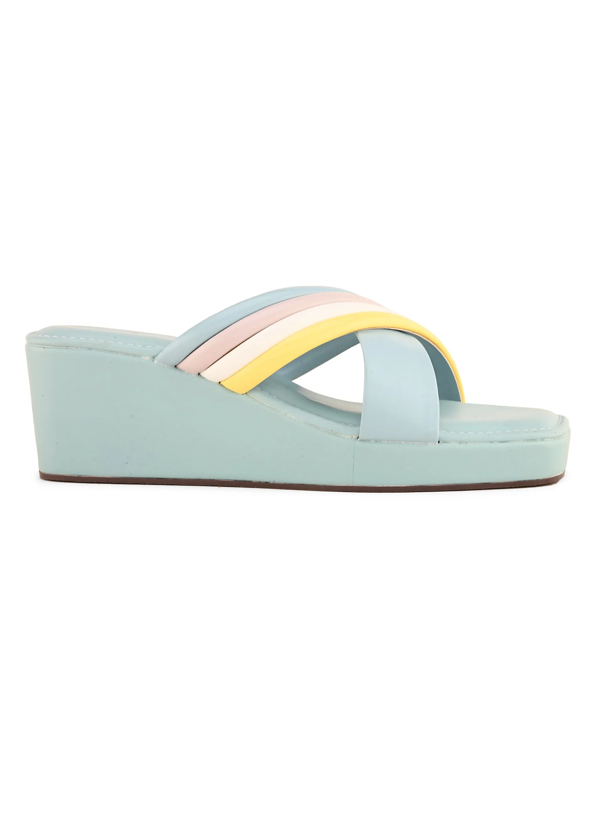 Pelle Ablero Blue Wedge Sandals for Women