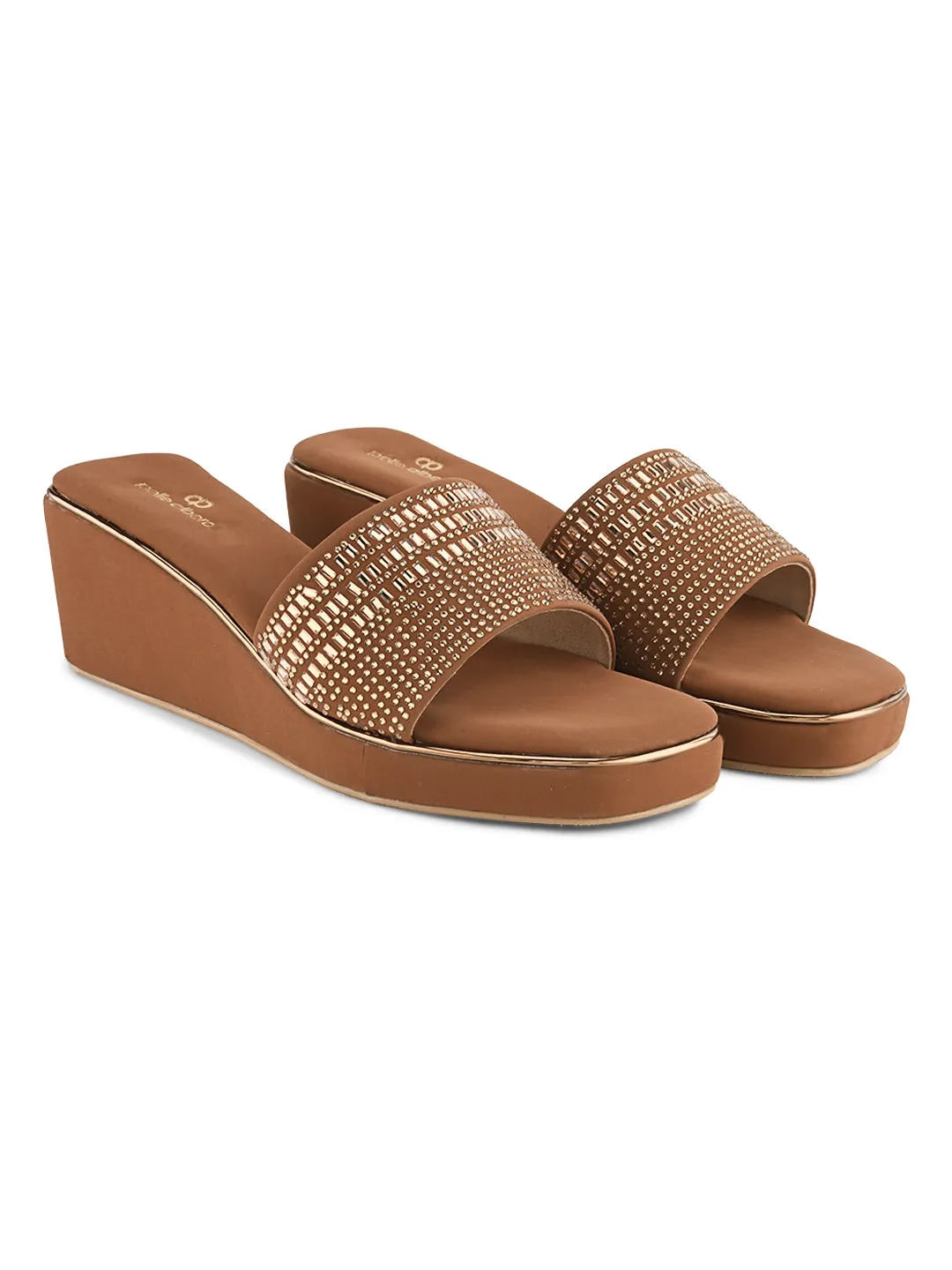 Pelle Ablero Tan Wedge Sandals for Women