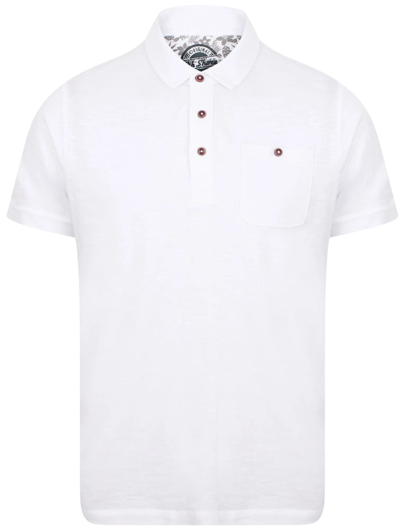 Plata Cotton Jersey Slub Polo Top In Optic White - South Shore