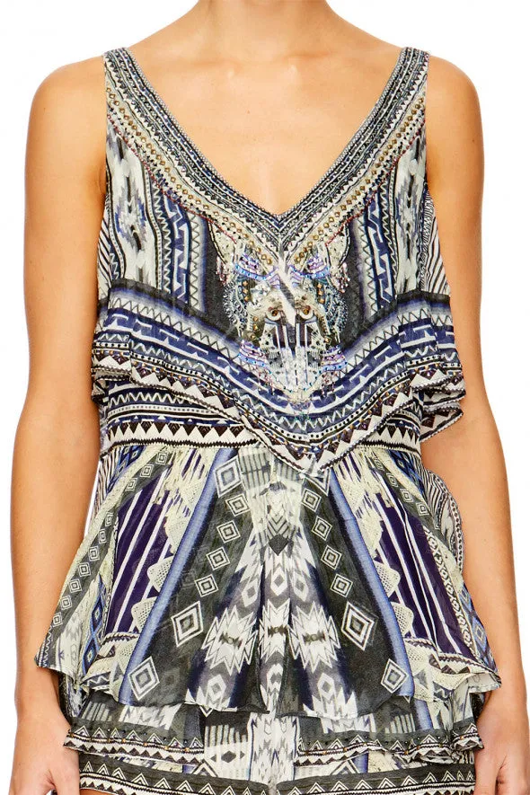 Playsuit W/ Tiered Overlay- Tie The Knot