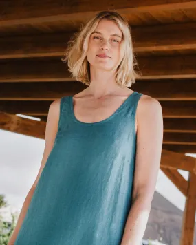 R: SARDINIA long linen dress (Size: XS; Color: Deepest Black)