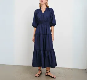 Rails - Caterine Elbow Sleeve Smock Tiered Dress in Navy