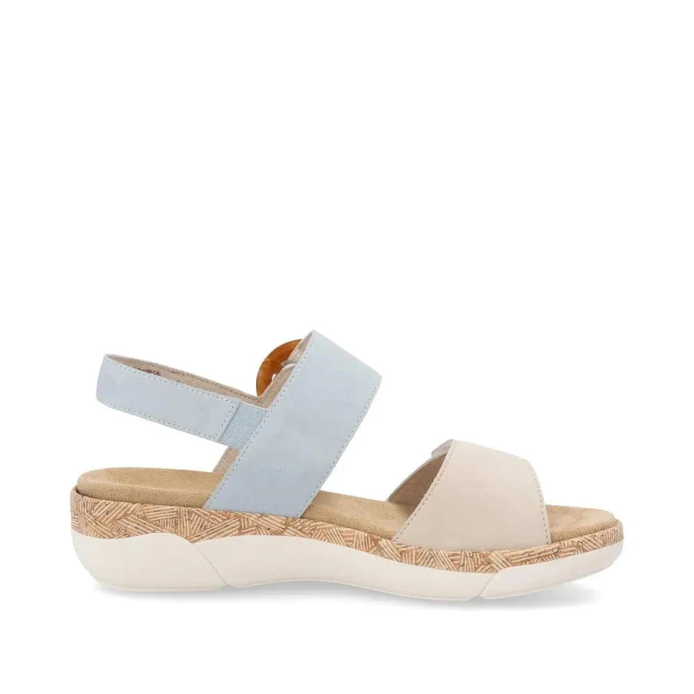 Remonte Women's Adjustable Sandals- Beige/ Blue