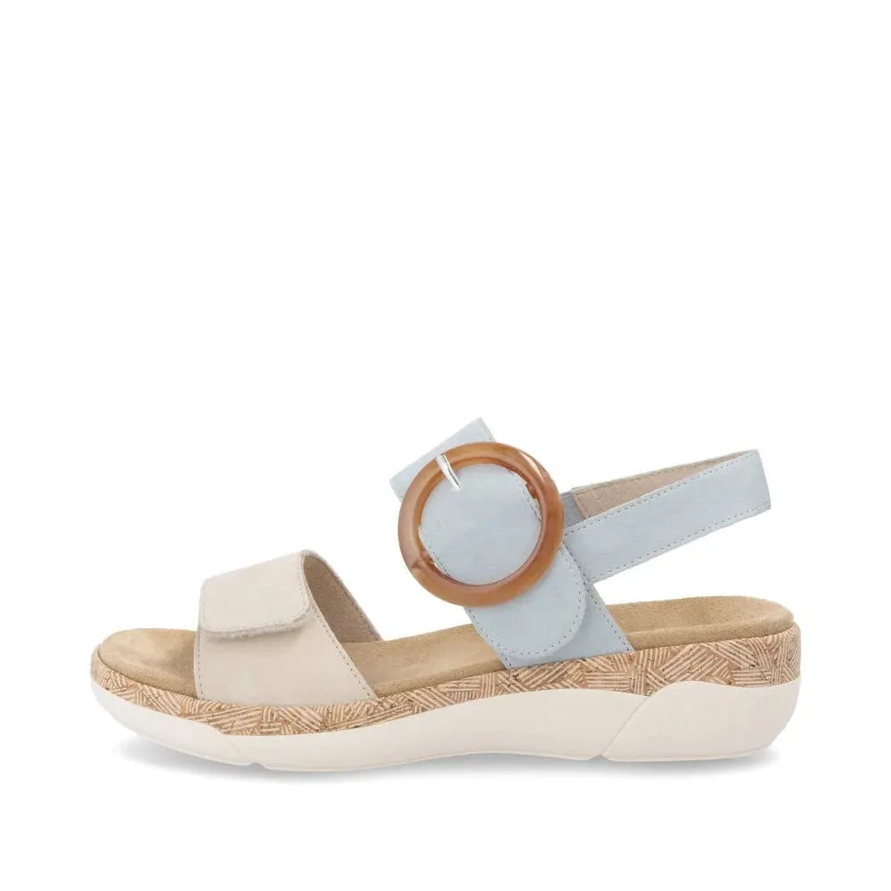 Remonte Women's Adjustable Sandals- Beige/ Blue
