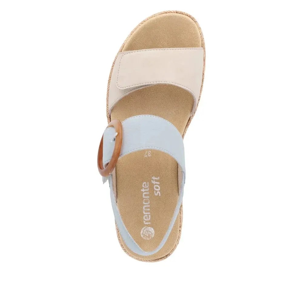 Remonte Women's Adjustable Sandals- Beige/ Blue