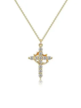 Rhinestone Crown & Cross Pendant Necklace for Women & Men, Fashion Jewelry for Party, Daily Clothing Decor, Trendy All-Match & Exquisite Jewelry for Birthday Gift, Fall Outfits, Fall Freshness