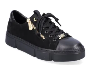 Rieker Women's Lace & Zip Platform Sneakers- Black